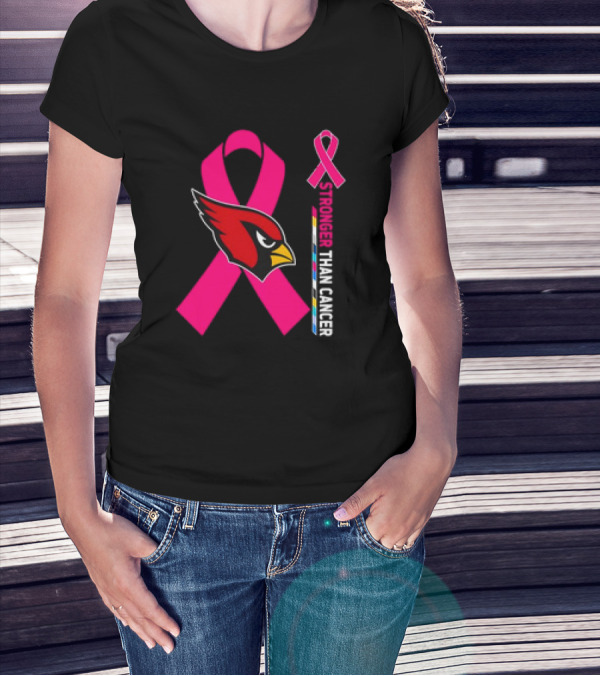 Arizona Cardinals Stronger Than Cancer Awareness Pink Ribbon T-Shirt