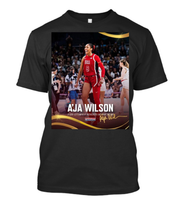 A’Ja Wilson USA Basketball Star 5-On-5 Female Athlete Of The Year 24 Awards Signature T-Shirt