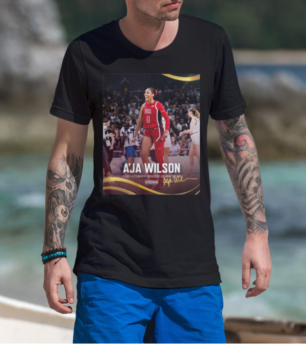 A’Ja Wilson USA Basketball Star 5-On-5 Female Athlete Of The Year 24 Awards Signature T-Shirt