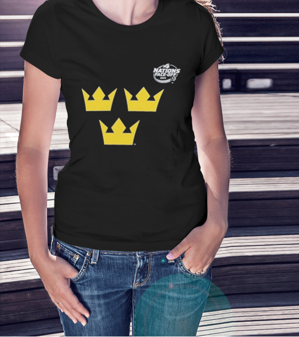 Awesome Sweden 2025 4 Nations Face-Off Primary Tre Kronor Yellow Crowns T-Shirt