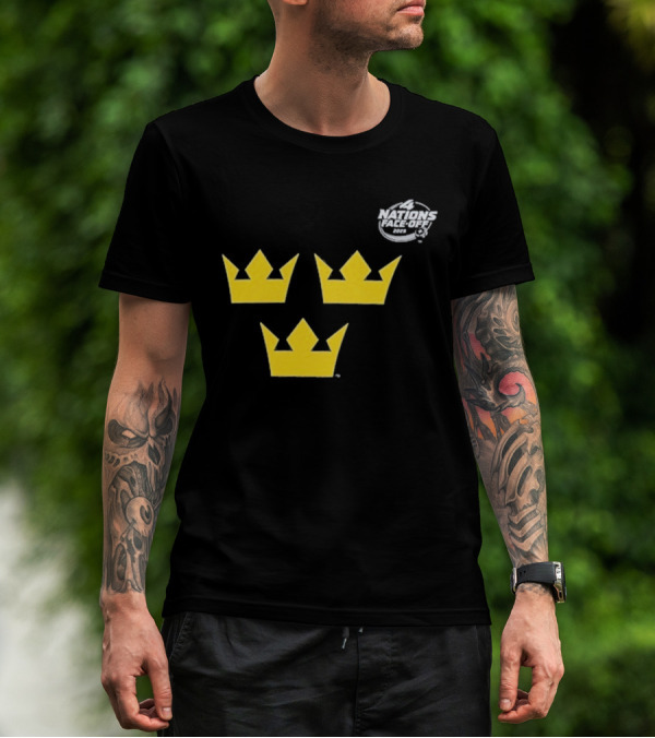 Awesome Sweden 2025 4 Nations Face-Off Primary Tre Kronor Yellow Crowns T-Shirt