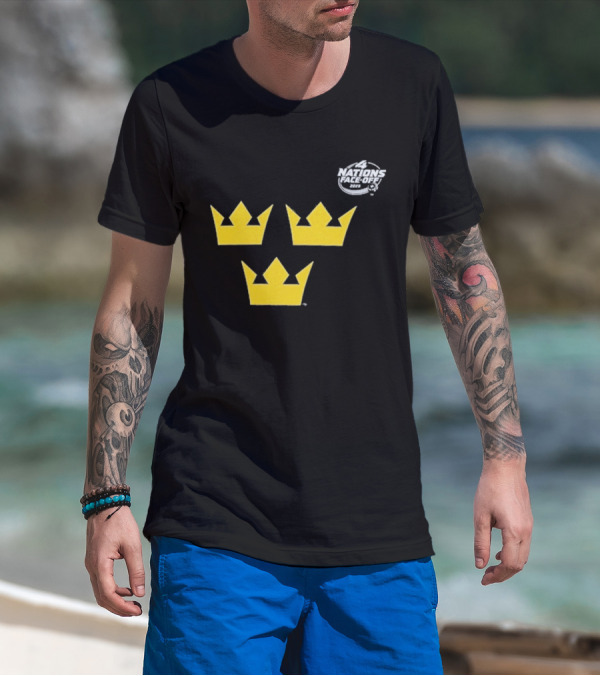 Awesome Sweden 2025 4 Nations Face-Off Primary Tre Kronor Yellow Crowns T-Shirt