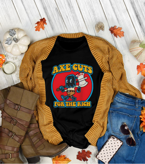 Axe Cuts For The Rich Cartoon Character With Mask And Bloody Axe T-Shirt