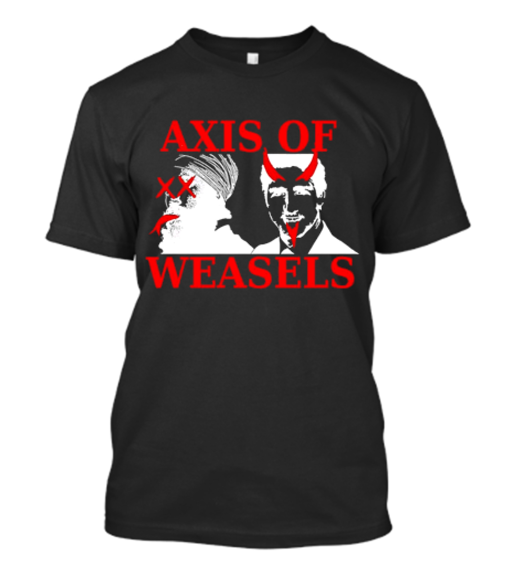 Axis Of Weasels Political Satire Parody With Two Men And Devil Horns T-Shirt