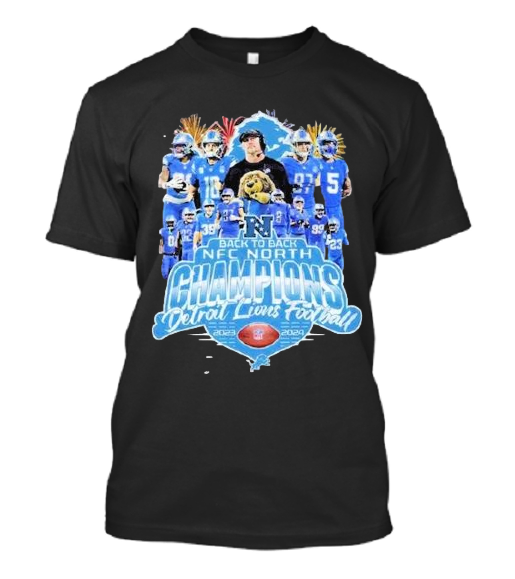 Back To Back NFC North Champions Detroit Lions Football 2023 2024 T-Shirt