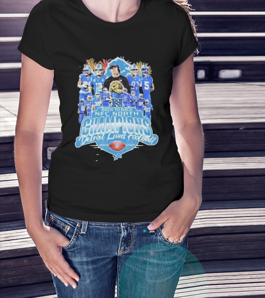 Back To Back NFC North Champions Detroit Lions Football 2023 2024 T-Shirt