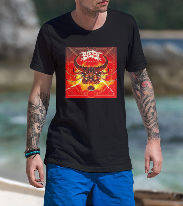 Baest Colossal Sci-Fi Cybernetic Bull Head Red Lightning Art 15th August 2025 T-Shirt