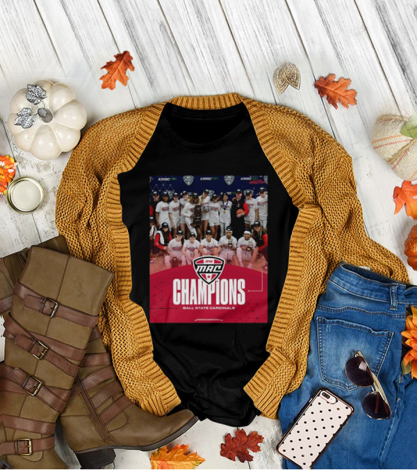 Ball State Cardinals MAC Champions Women's Basketball 2025 Team Celebration T-Shirt