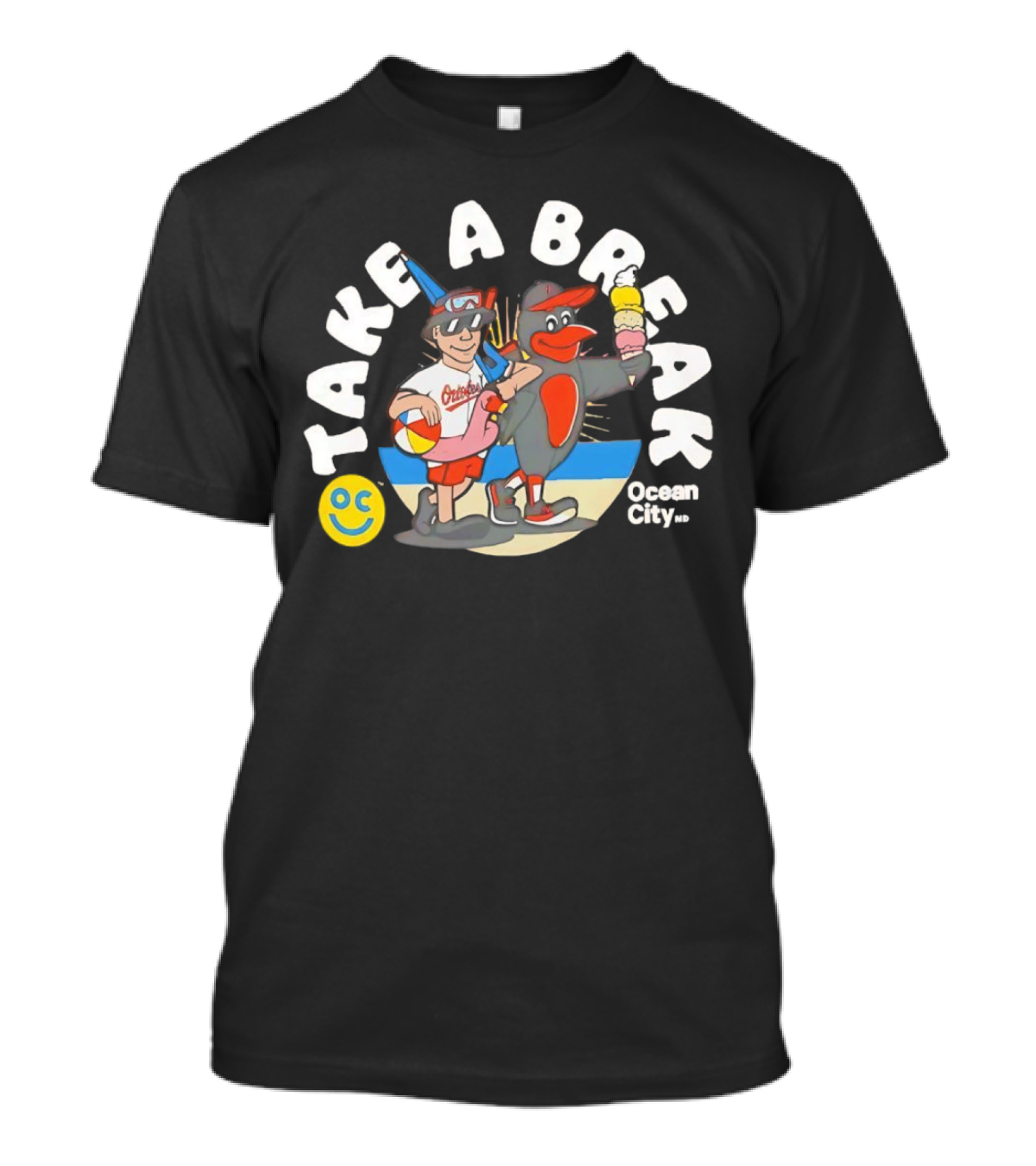 Baltimore Orioles Take A Break Ocean City Beach 2025 With Ice Cream And Beach Ball T-Shirt