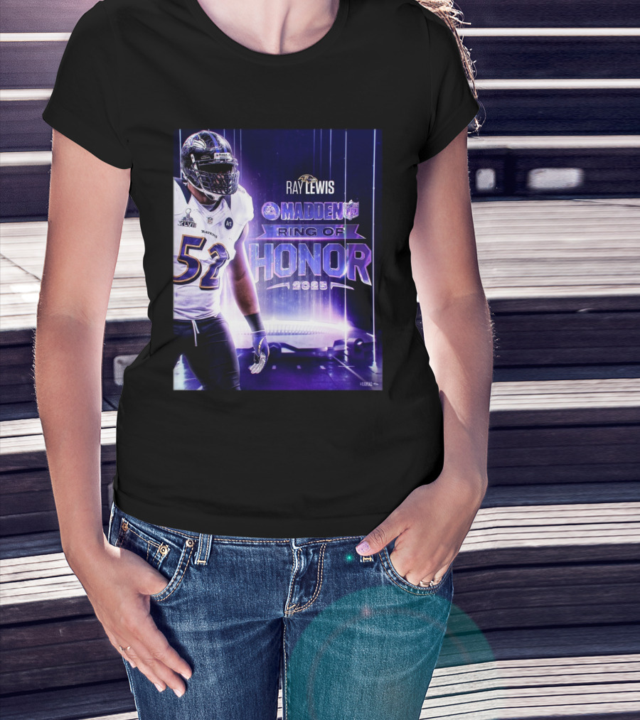 Ray Lewis Baltimore Ravens Madden Ring Of Honor 2025 NFL Football T-Shirt