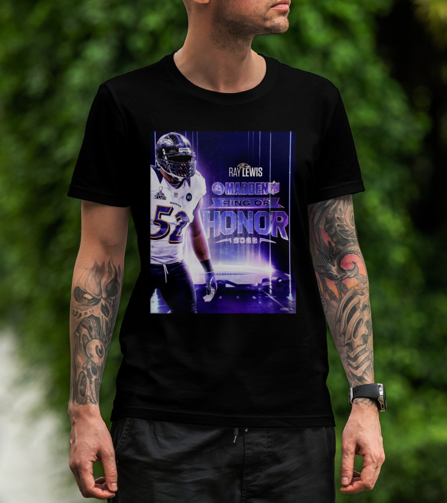 Ray Lewis Baltimore Ravens Madden Ring Of Honor 2025 NFL Football T-Shirt