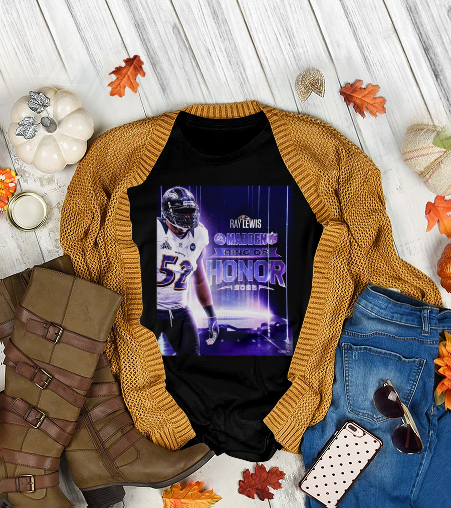Ray Lewis Baltimore Ravens Madden Ring Of Honor 2025 NFL Football T-Shirt