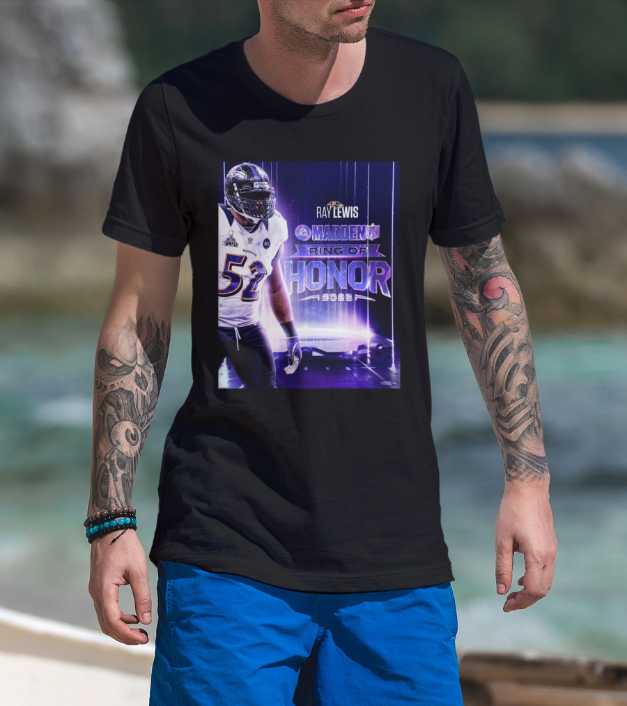 Ray Lewis Baltimore Ravens Madden Ring Of Honor 2025 NFL Football T-Shirt