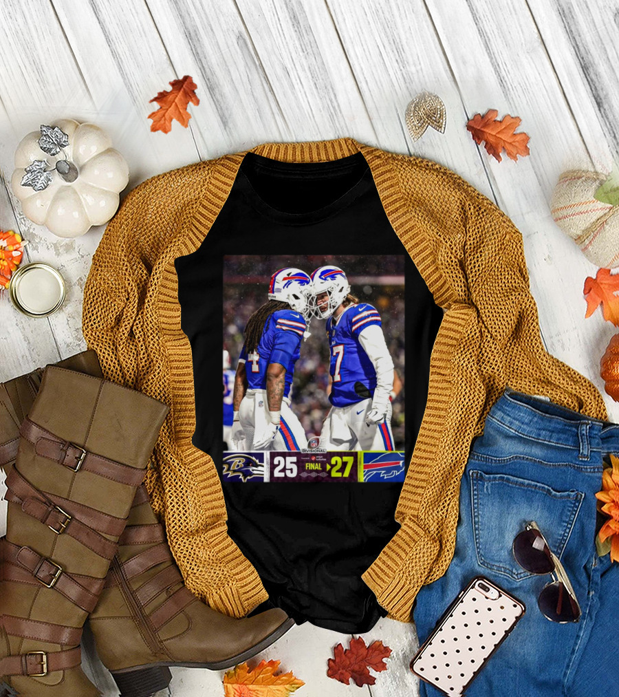 Baltimore Ravens Vs Buffalo Bills NFL Divisional Final Score 25-27 AFC Championship T-Shirt