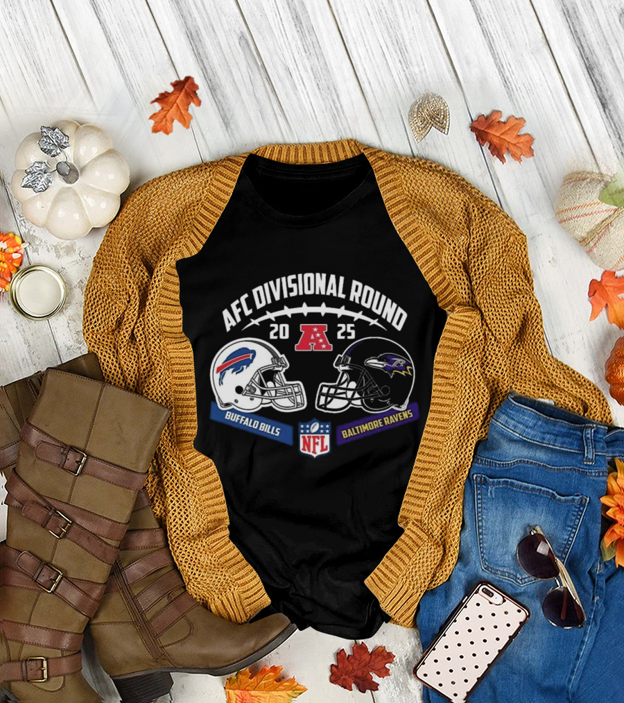 AFC Divisional Round 2025 Buffalo Bills Vs Baltimore Ravens NFL Playoffs Showdown T-Shirt