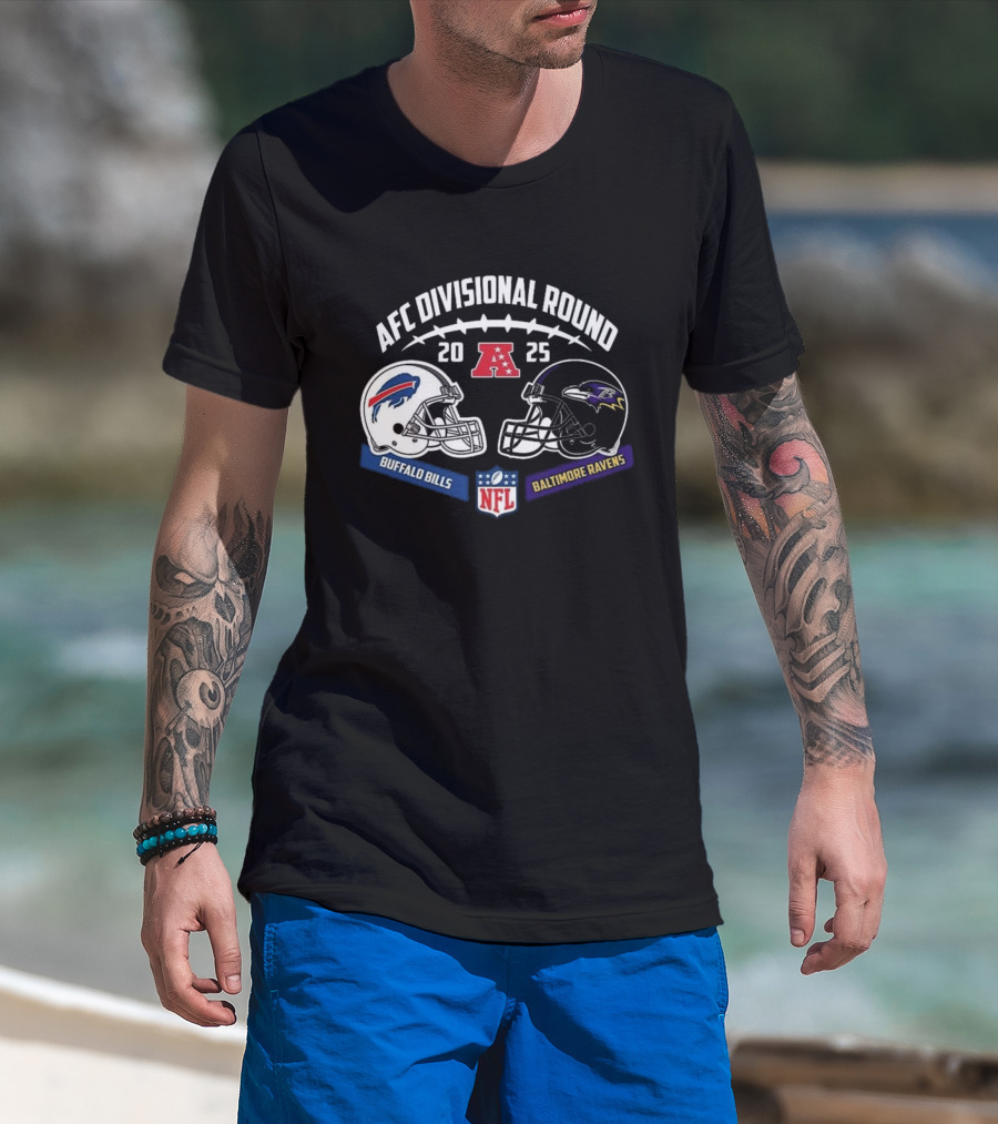 AFC Divisional Round 2025 Buffalo Bills Vs Baltimore Ravens NFL Playoffs Showdown T-Shirt