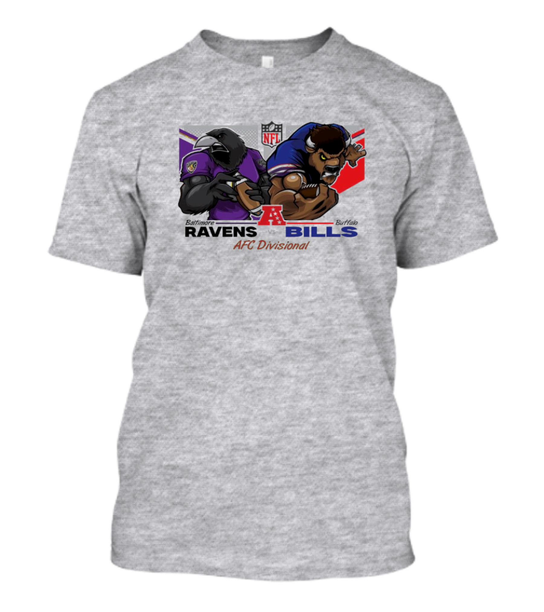 Baltimore Ravens Vs Buffalo Bills NFL AFC Divisional Mascot Clash T-Shirt