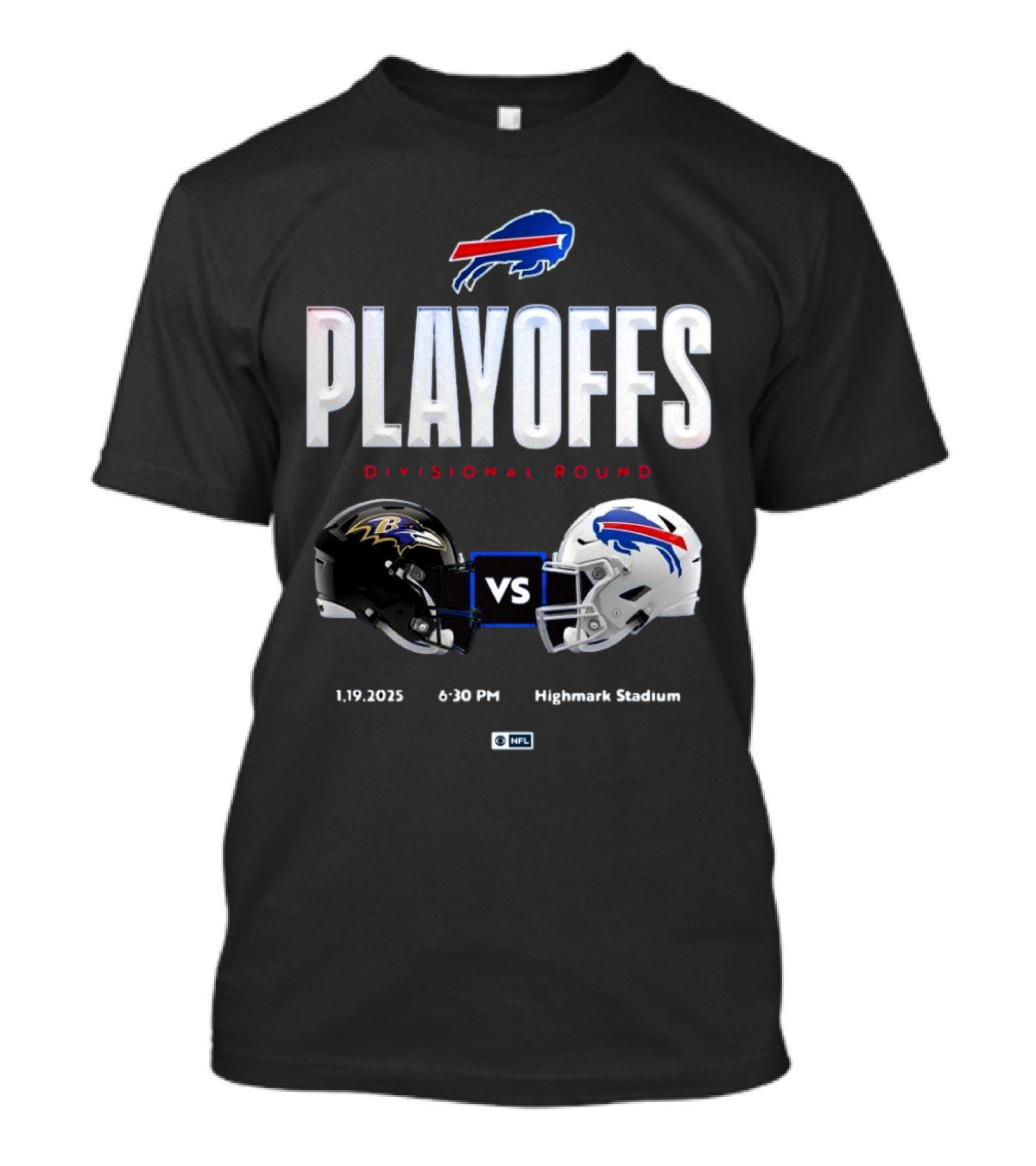 Baltimore Ravens Vs Buffalo Bills NFL Playoffs Divisional Round 1 13 2025 6:30 PM Highmark Stadium Helmets T-Shirt