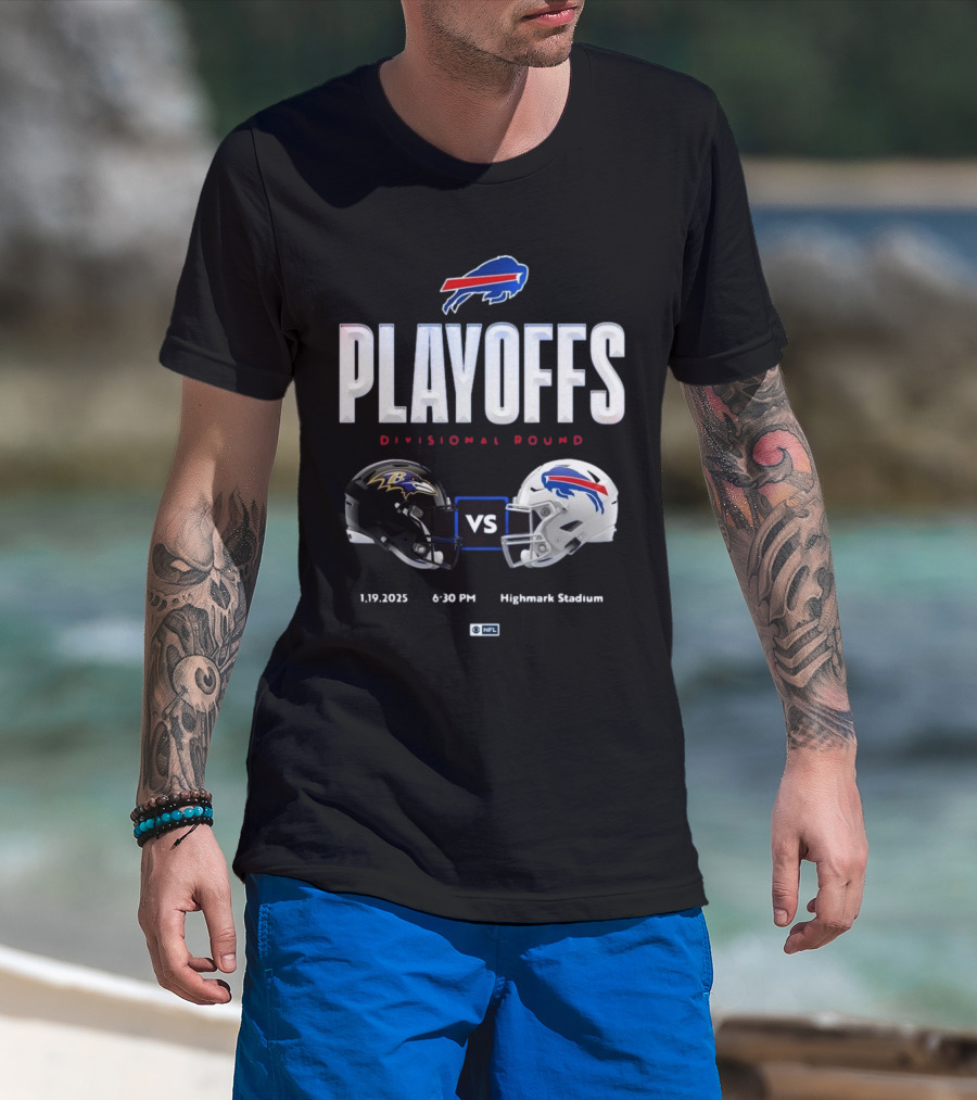 Baltimore Ravens Vs Buffalo Bills NFL Playoffs Divisional Round 1 13 2025 6:30 PM Highmark Stadium Helmets T-Shirt
