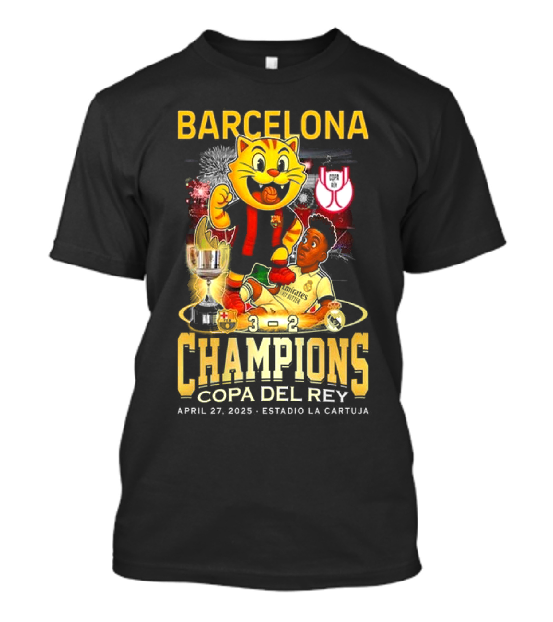 Barcelona Champions Copa Del Rey April 27 2025 Estadio La Cartuja Mascot T-Shirt