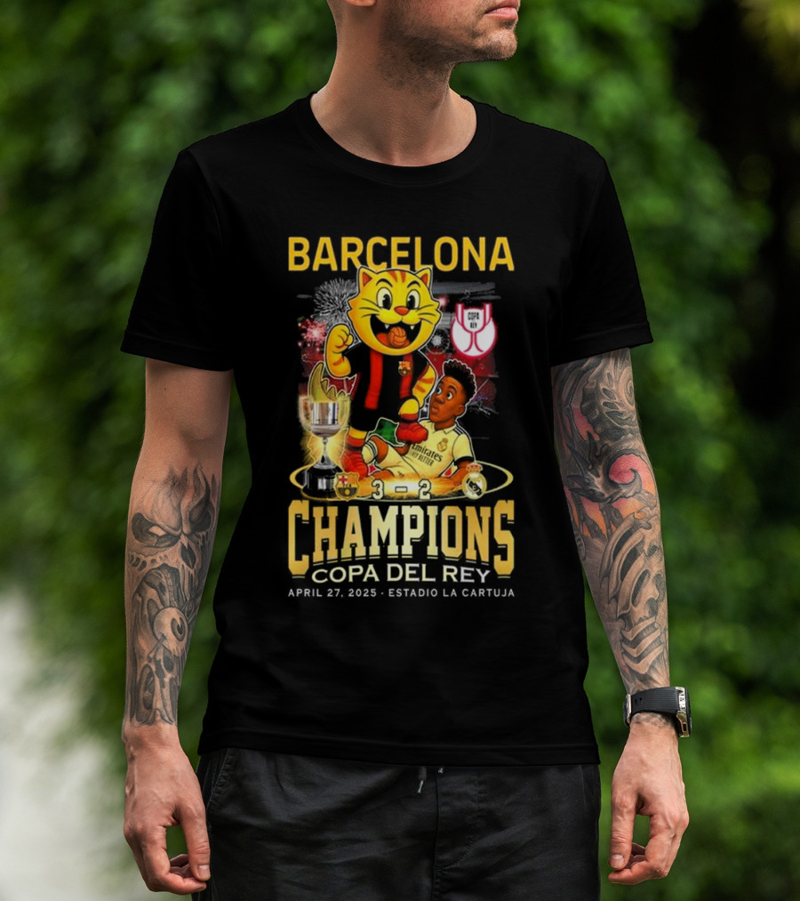 Barcelona Champions Copa Del Rey April 27 2025 Estadio La Cartuja Mascot T-Shirt