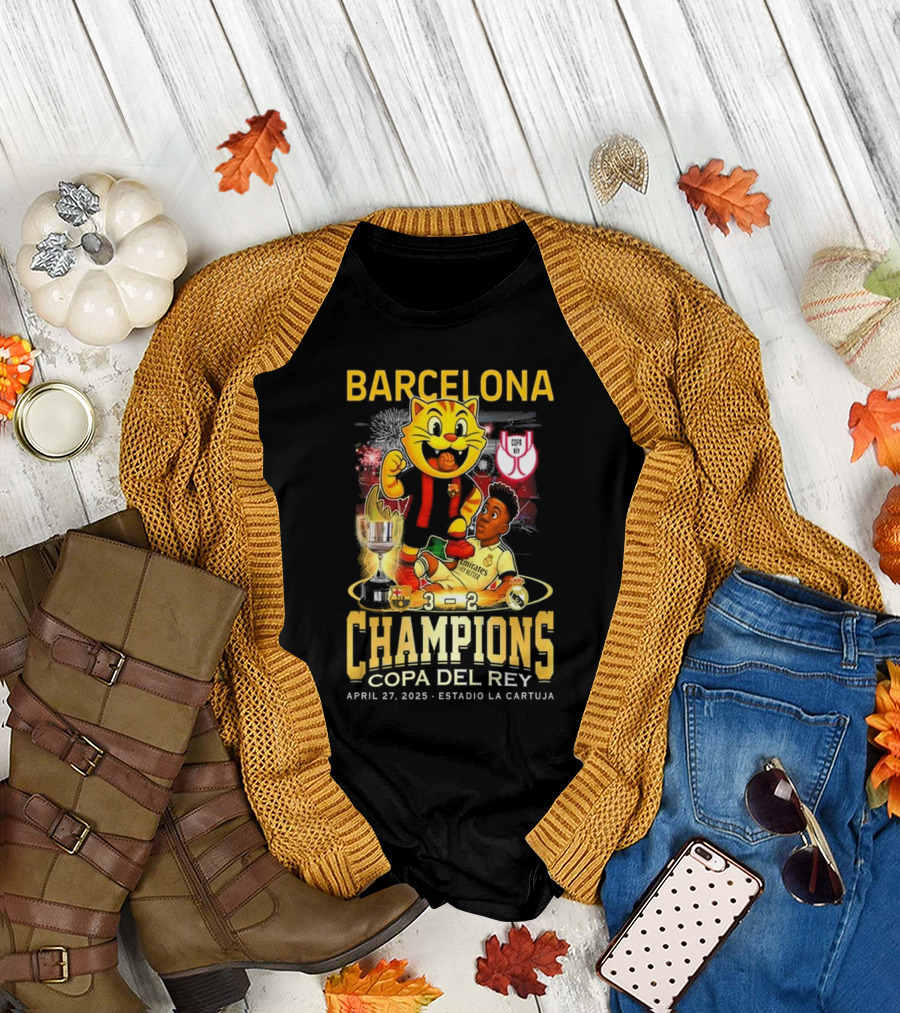 Barcelona Champions Copa Del Rey April 27 2025 Estadio La Cartuja Mascot T-Shirt