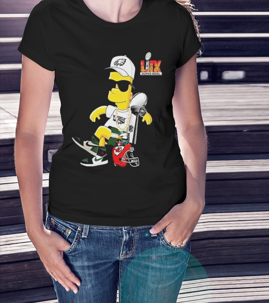 Bart Simpson X Philadelphia Eagles Super Bowl LIX Champions 2025 Essentials Football Chiefs Victory T-Shirt