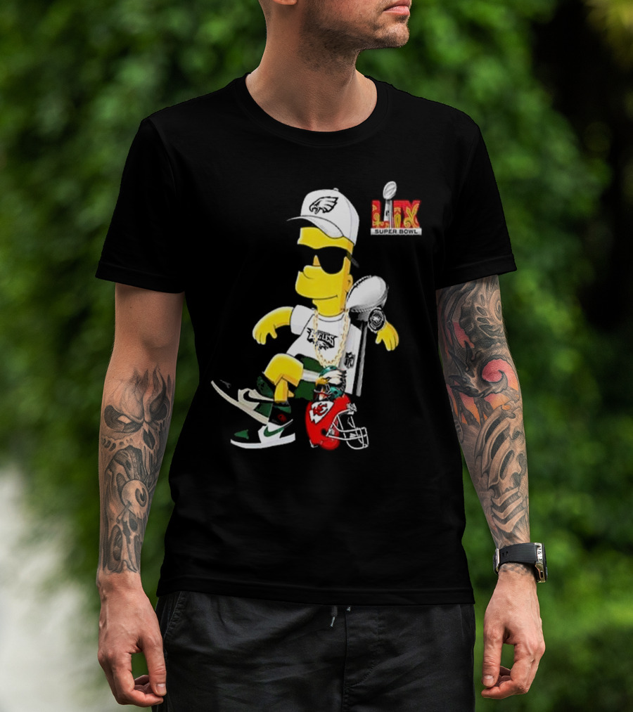 Bart Simpson X Philadelphia Eagles Super Bowl LIX Champions 2025 Essentials Football Chiefs Victory T-Shirt