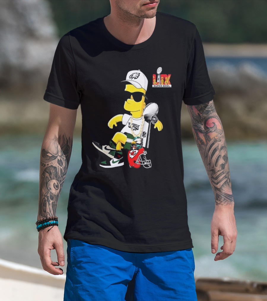 Bart Simpson X Philadelphia Eagles Super Bowl LIX Champions 2025 Essentials Football Chiefs Victory T-Shirt