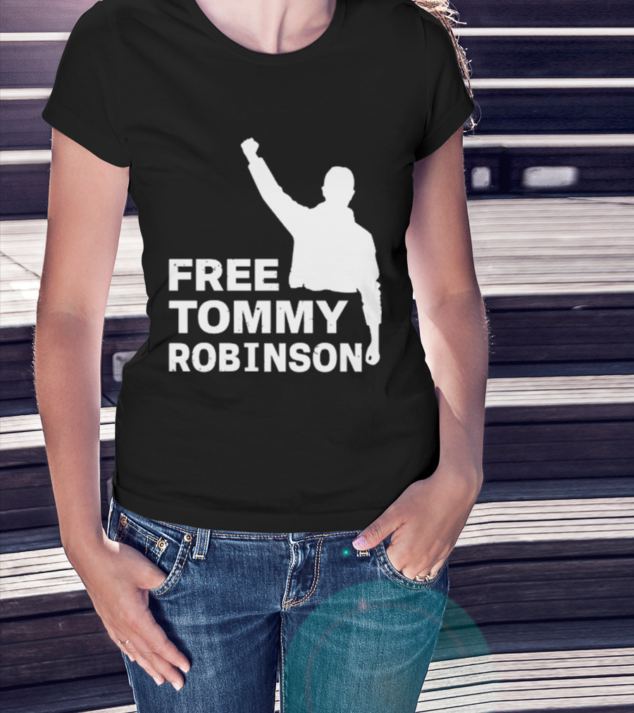 Free Tommy Robinson Activist Silhouette Fist Raised T-Shirt