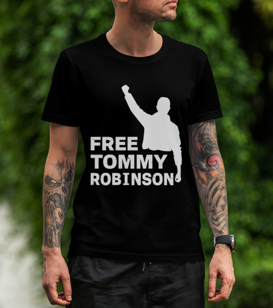 Free Tommy Robinson Activist Silhouette Fist Raised T-Shirt