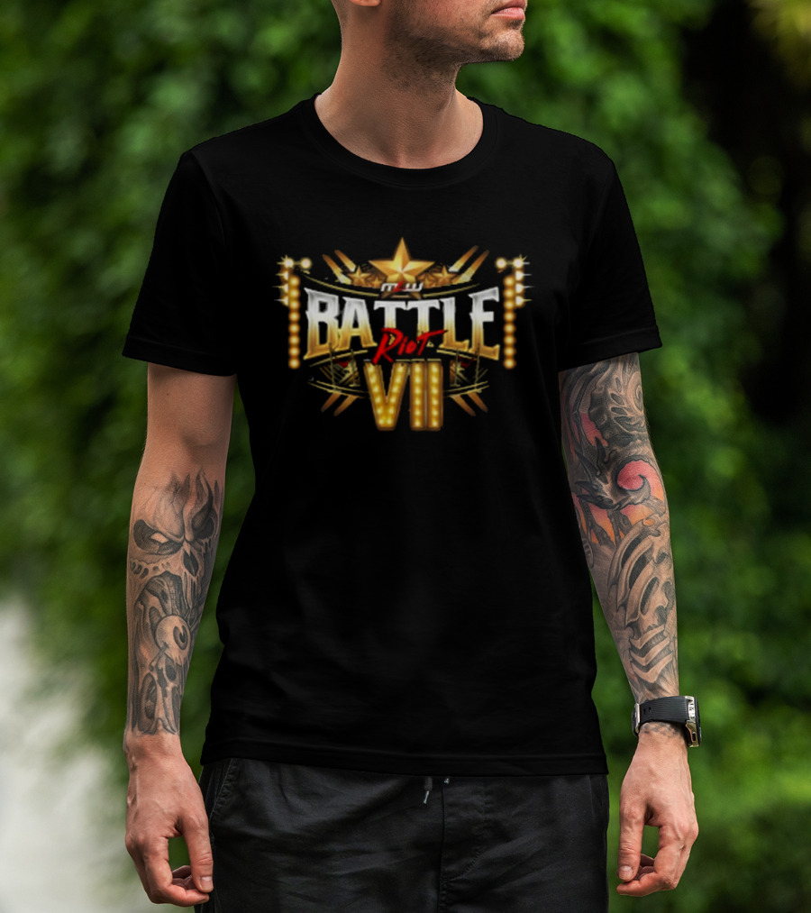 MLW Battle RIOT VII Star Emblem With Lights And Golden Elements T-Shirt