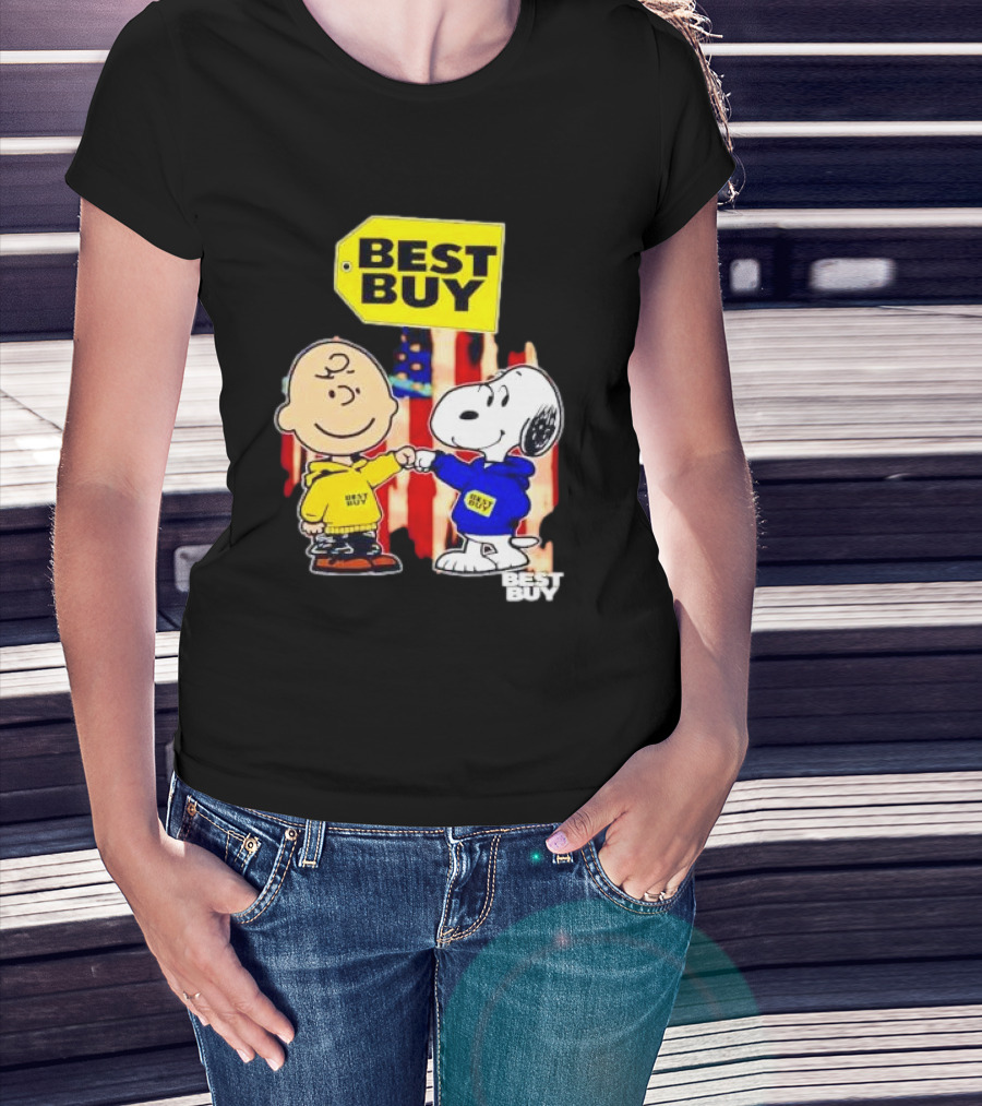 Best Buy Charlie Brown Snoopy Yellow Blue S Fist Bump T-Shirt