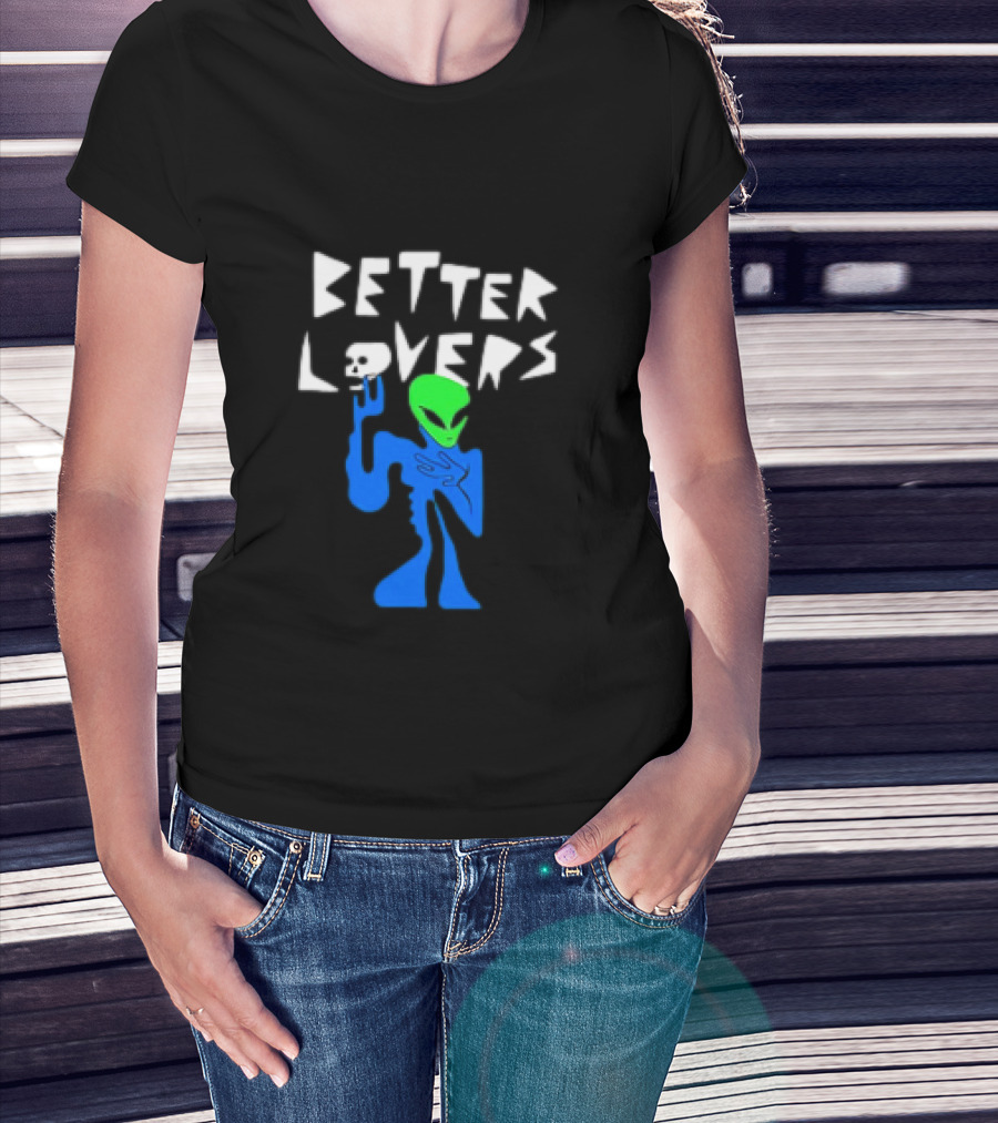 BETTER LOVERS ALIEN CHARACTER BLUE AND GREEN T-Shirt