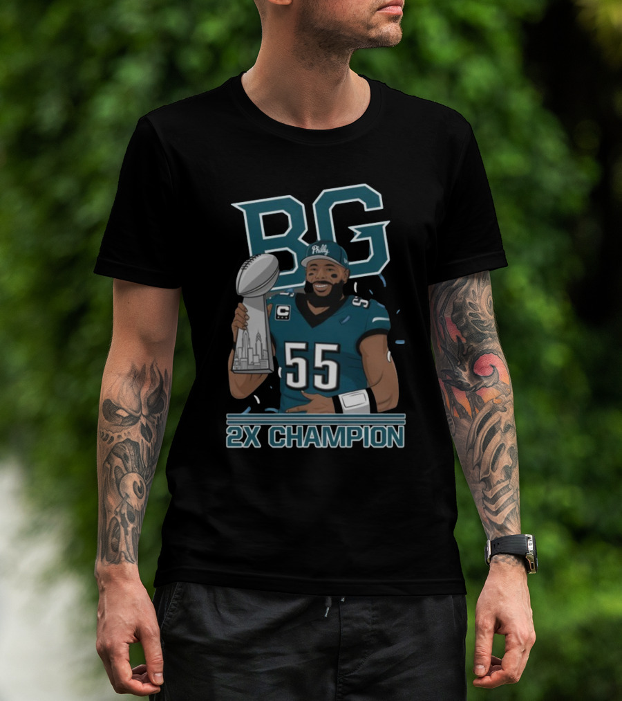 BG Brandon Graham Philly 55 2X Champion Super Bowl Trophy T-Shirt