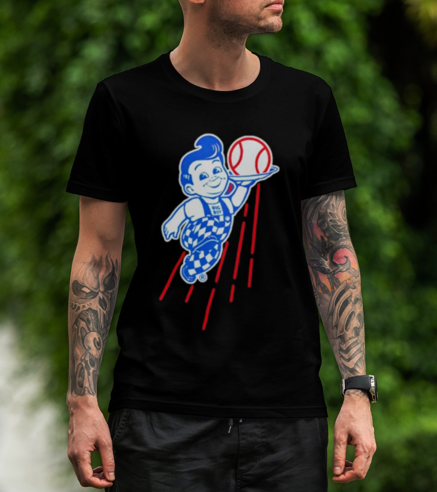 Big Boy Baseball Los Angeles Dodgers Checker Overalls Red Stripes T-Shirt