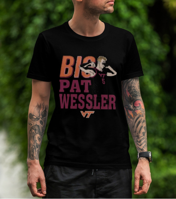 Big Pat Wessler VT Hokies Player Cartoon T-Shirt