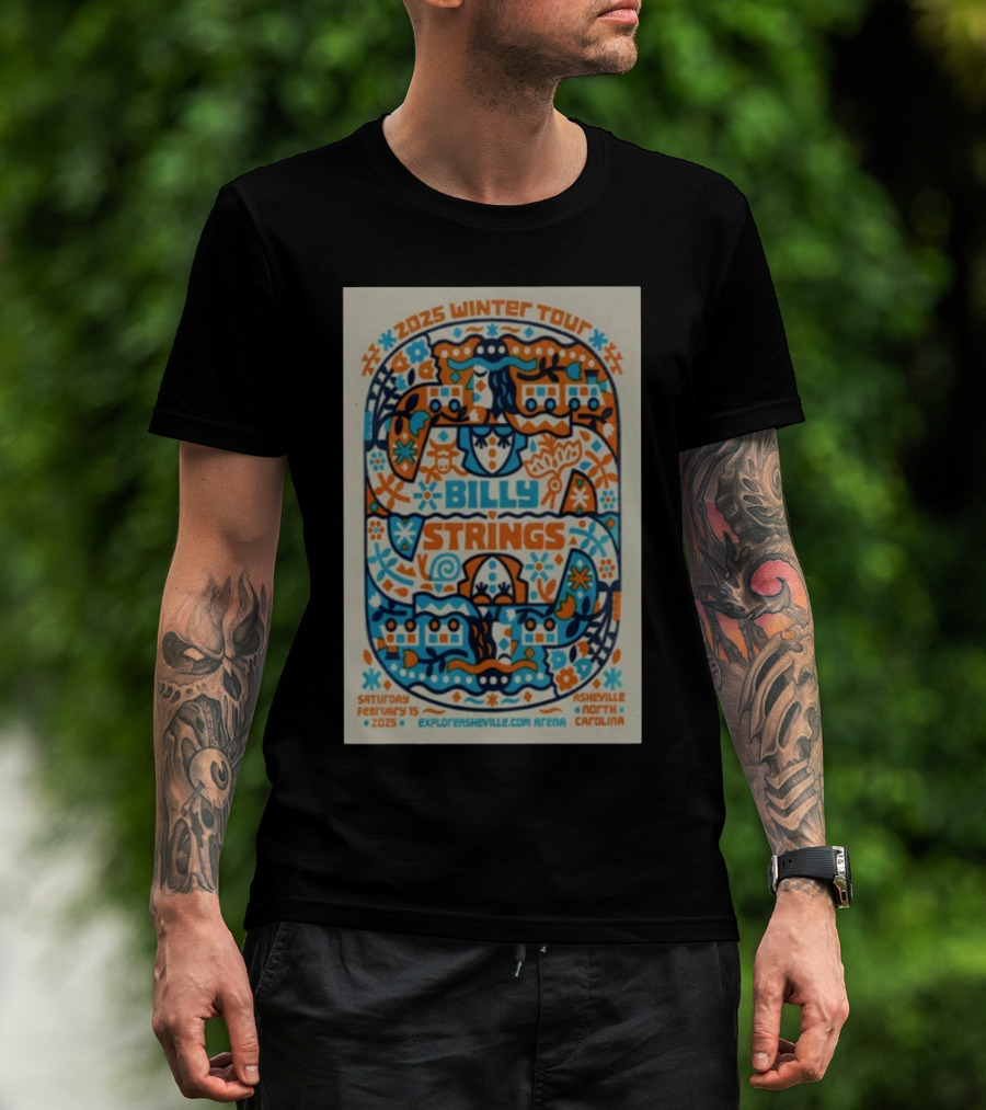 2025 Winter Tour Billy Strings February 15 Asheville North Carolina T-Shirt