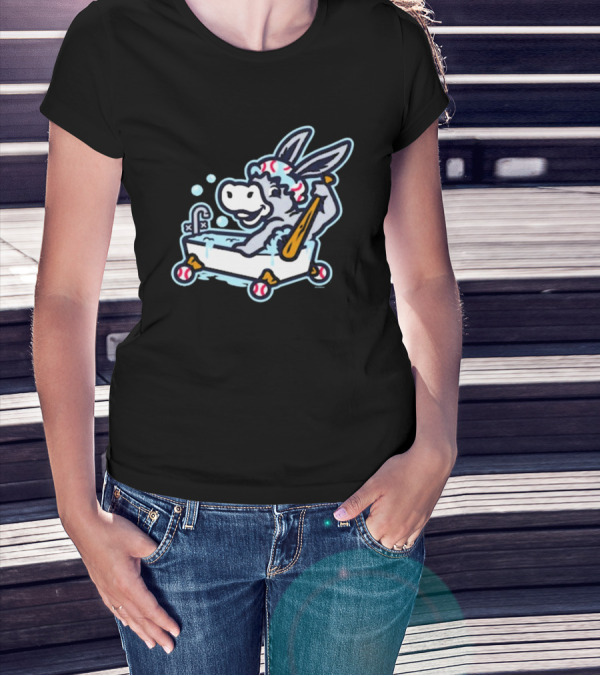 Binghamton Bathtub Donkeys Riding Bathtub Baseball Bats Binghamton Rumble Ponies T-Shirt