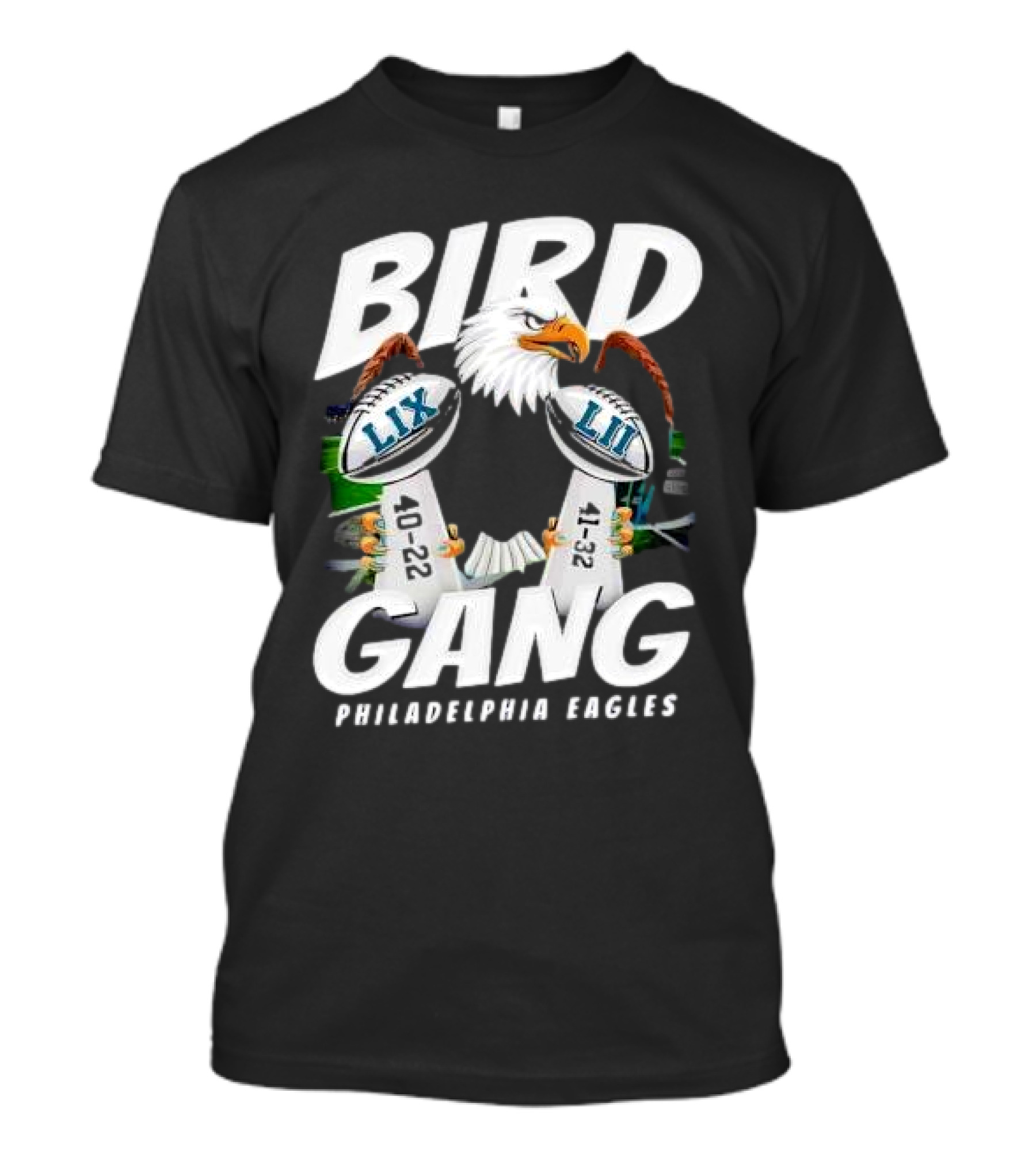 Bird Gang Philadelphia Eagles LIX LII 40 22 41 32 T-Shirt