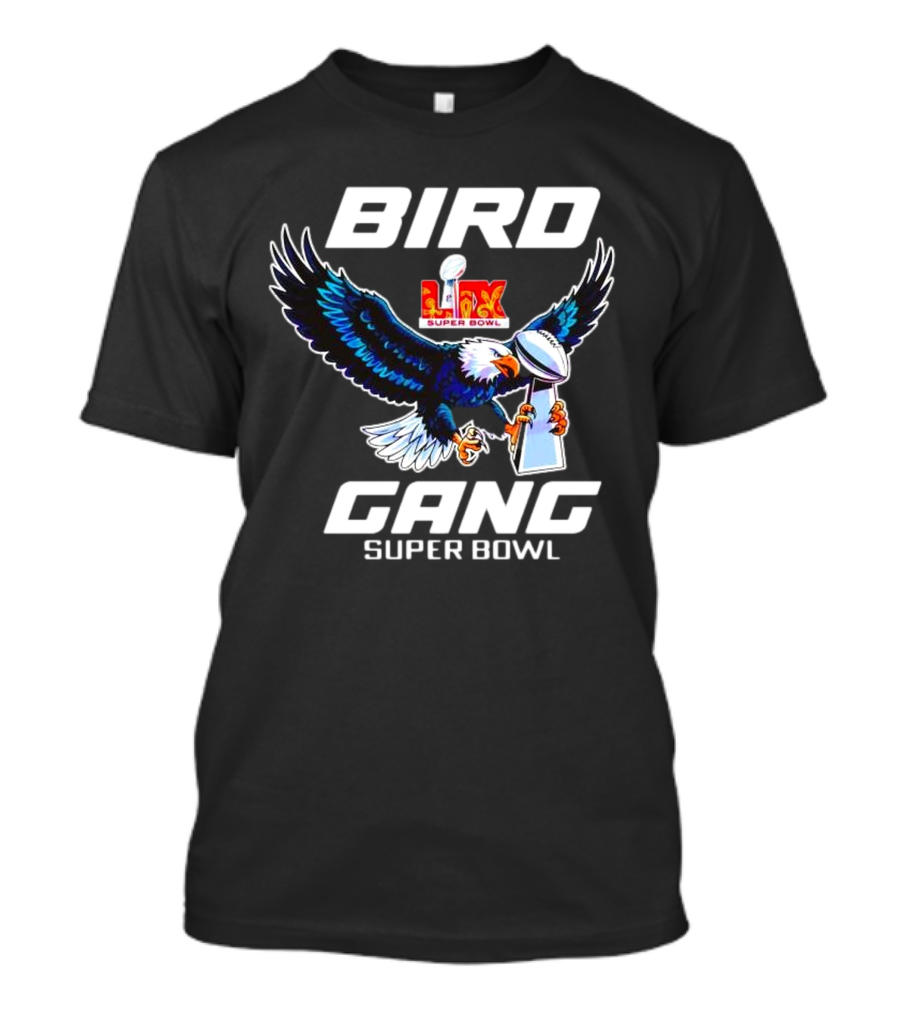 Bird Gang Super Bowl LIX Champions Eagle Swooping Trophy T-Shirt