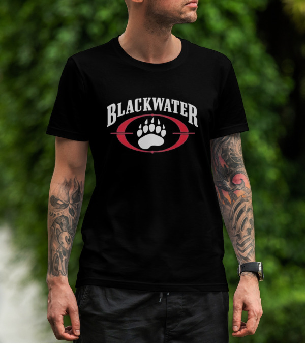 BLACKWATER Paw Print Symbol Red Oval Men's T-Shirt