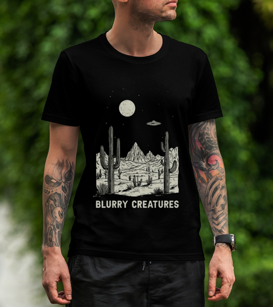 Blurry Creatures Desert Nights UFO Cactus Moon T-Shirt