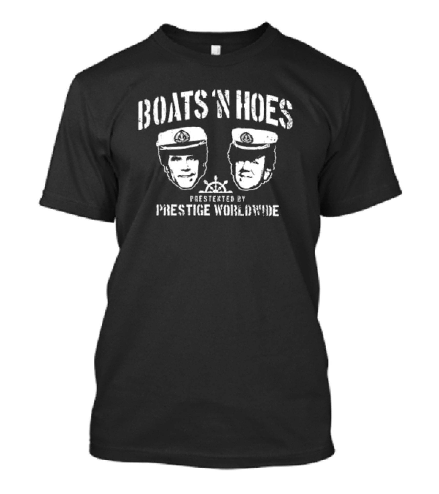 Boats ‘N Hoes Presented By Prestige Worldwide Captain Face Design T-Shirt