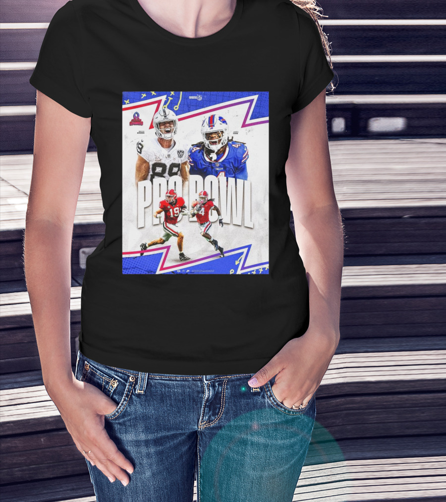 Brock Bowers Las Vegas Raiders And James Cook Buffalo Bills 2025 Pro Bowl Games NFL T-Shirt