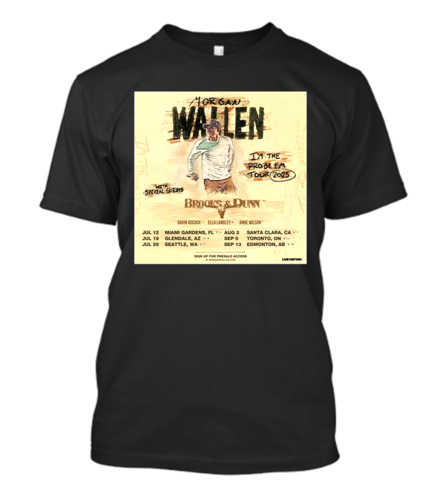 Brooks & Dunn Join Morgan Wallen On The I’m The Problem Tour 2025 T-Shirt