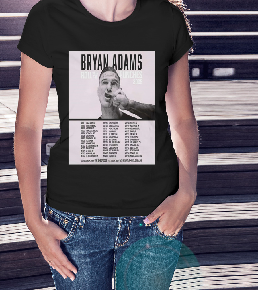 Bryan Adams Roll With The Punches 2025 North America Tour T-Shirt
