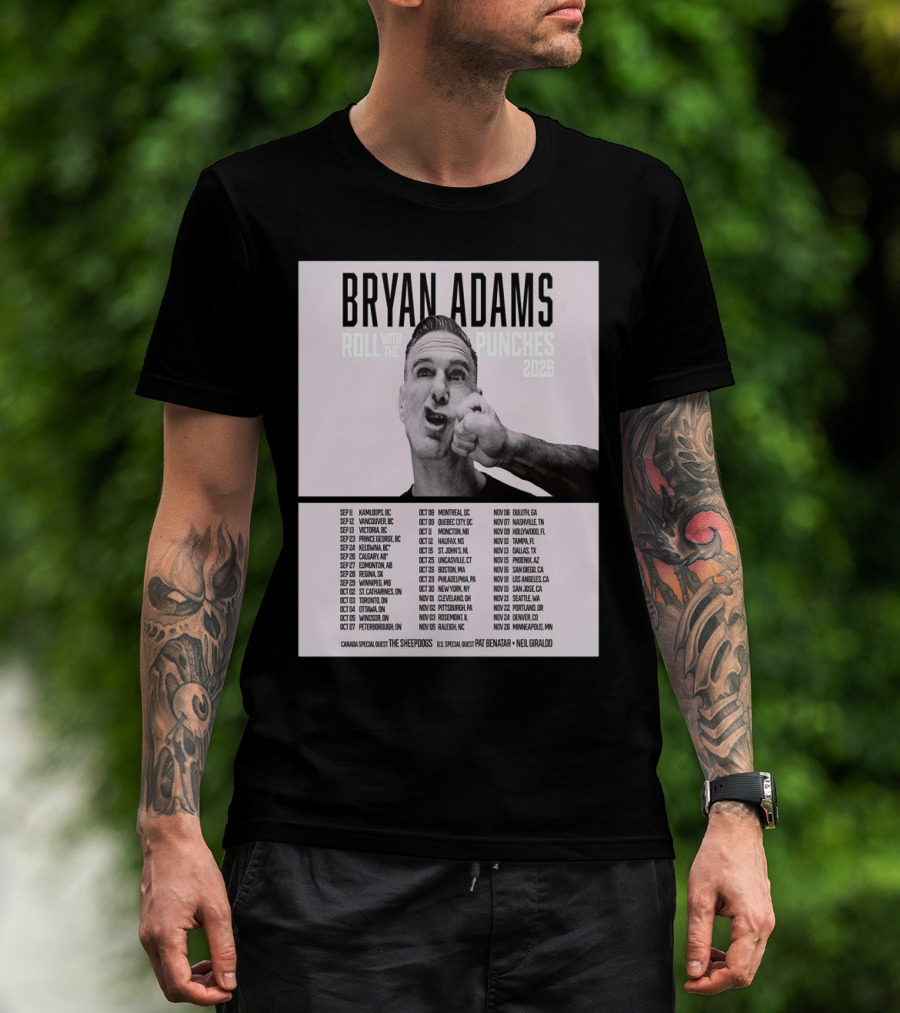 Bryan Adams Roll With The Punches 2025 North America Tour T-Shirt