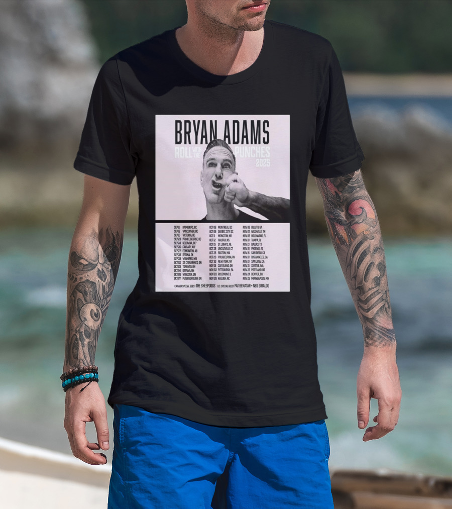 Bryan Adams Roll With The Punches 2025 North America Tour T-Shirt