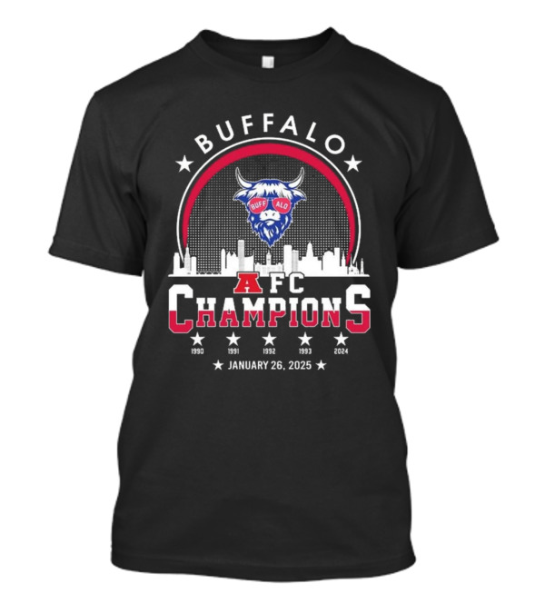 Buffalo American Football 2024-2025 AFC Champions The American Football Champs Skyline Logo T-Shirt